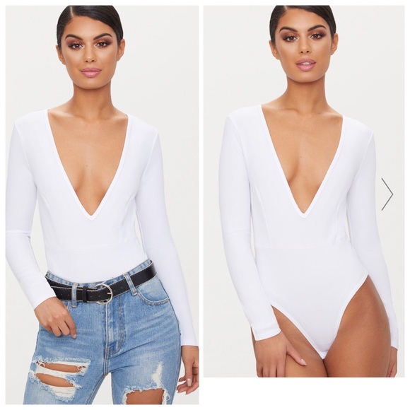 white plunge bodysuit